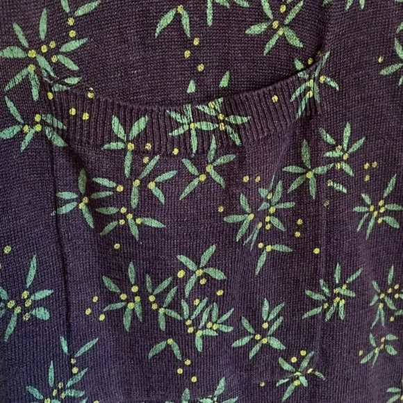 Gudrun Sjödén 💯 Linen Knit Tunic Dress Floral Pockets Short Sleeve M Lagenlook - Picture 4 of 6